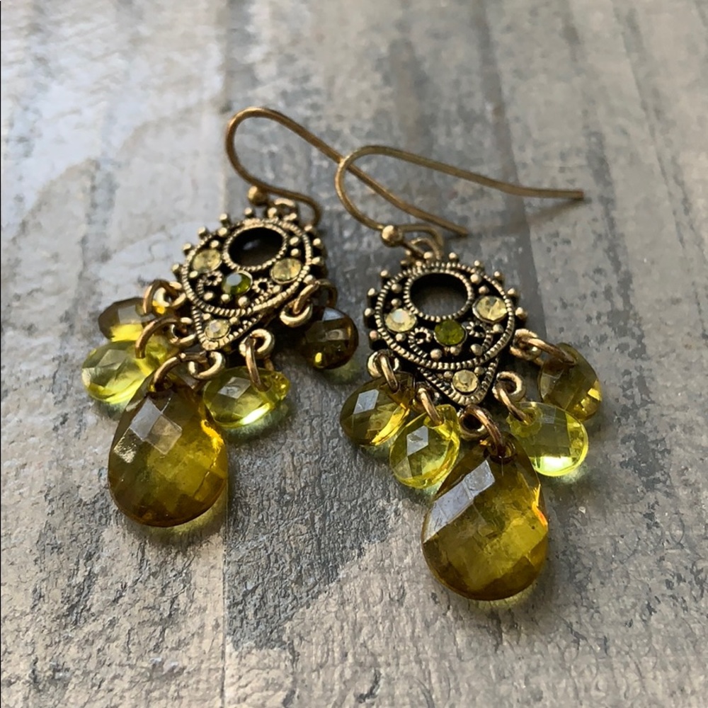 Green Rhinestone Earrings